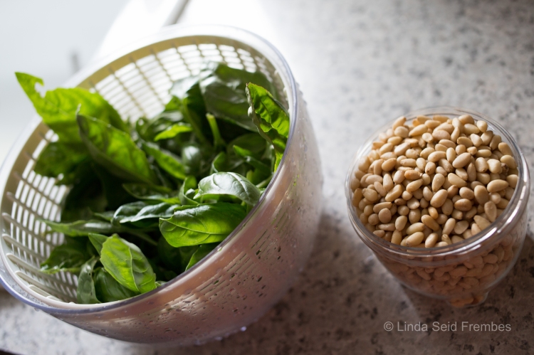 Basil and pine nuts